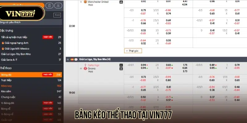 Cược thể thao tỷ lệ hấp dẫn tại VIN777